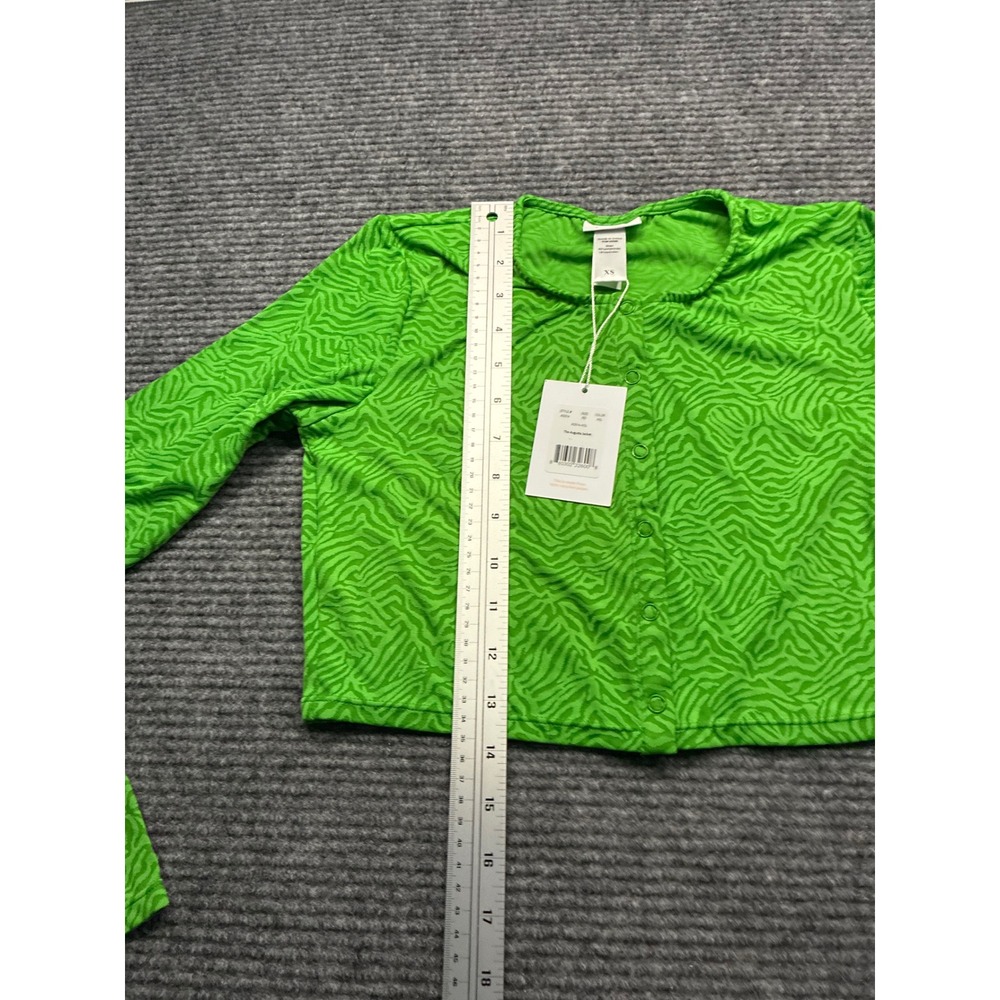 Andie Augusta Jacket XS Green Zebra Print Cropped Snap Front Long Sleeve AD014 - Picture 7 of 9
